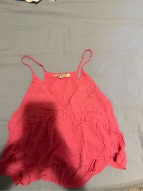 Rip Curl Coral Pink V-Neck Textured Spaghetti-Strap Camisole